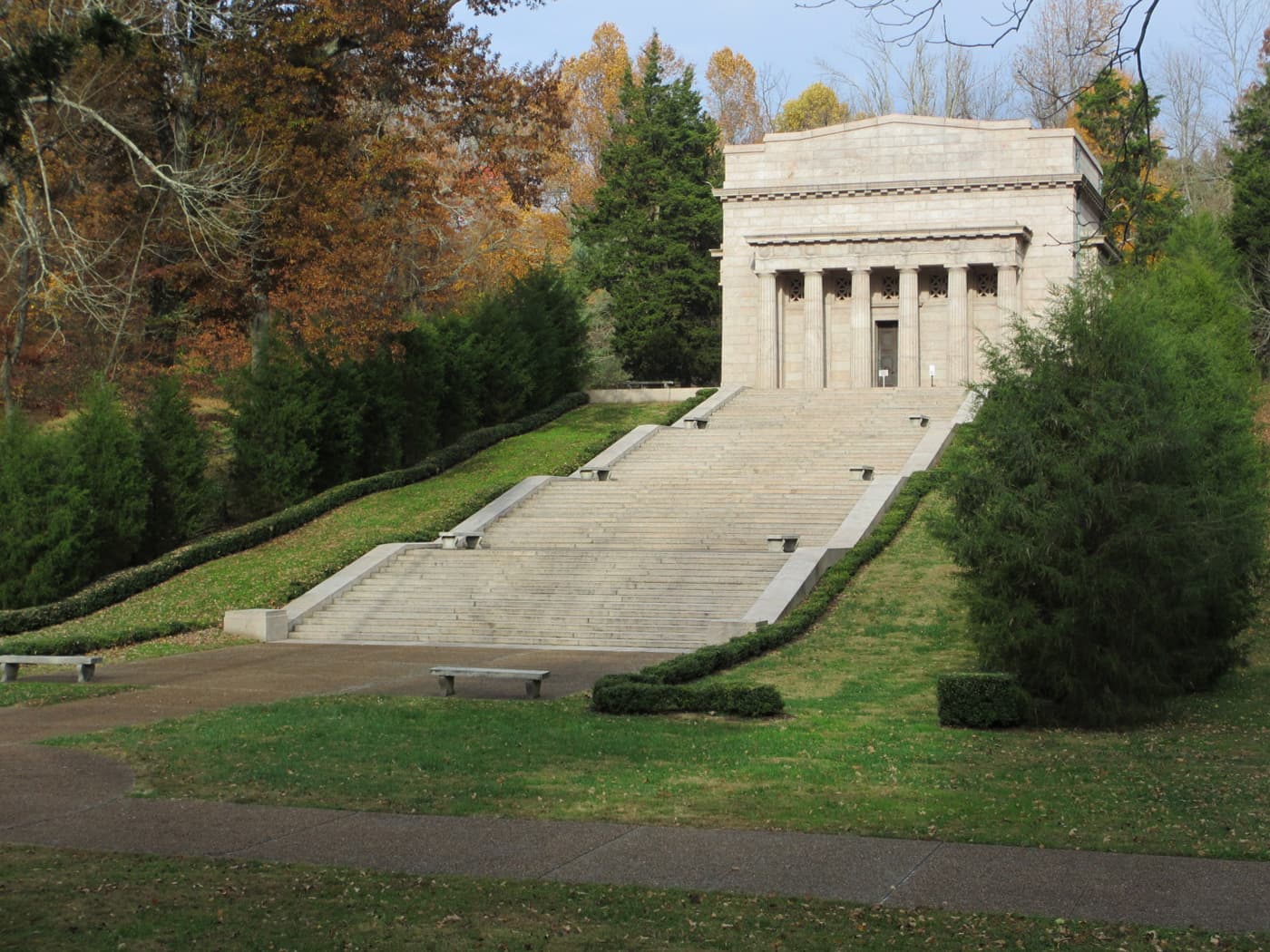 The Memorial Building surrounded by fall colors